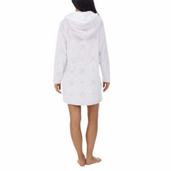 DISNEY Women Mickey Minnie Mouse Cozy Fleece Lounge Dress Hoodie Kangaroo Pocket - Picture 2 of 9